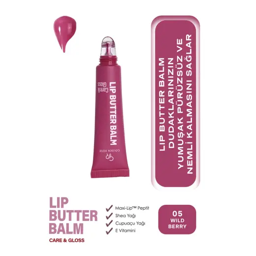 Golden Rose Lip Butter Balm Care & Gloss No:05 Wild Berry