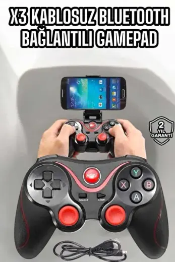 Mey İthalat® Game Stick Android Uyumlu Gamepad X3 Standlı Oyun Kolu Bluetooth Bağlantılı