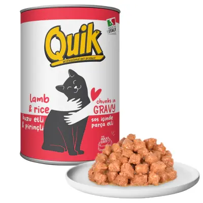 Quik Kuzu Etli ve Pirinçli Yetişkin Kedi Konservesi 415gr
