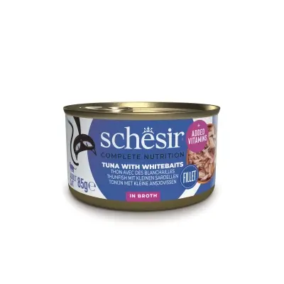 Schesir Suda Pişirilmiş Beyaz Balık ve Ton Balıklı Kedi Konservesi 85gr