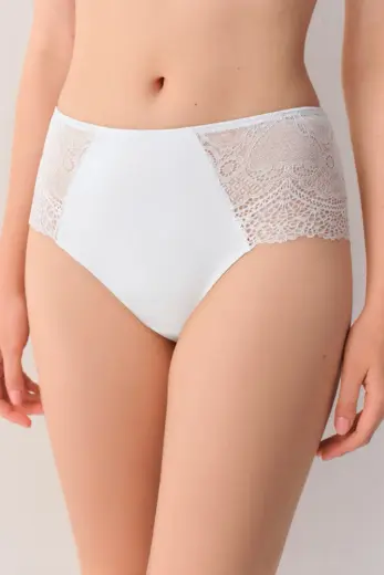 Beyaz New Heritage Yüksel Bel Slip Külot