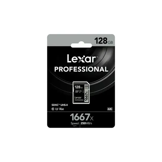 Lexar 128GB 1667X U3 V60 4K SD Hafıza Kartı 250 Mb/s