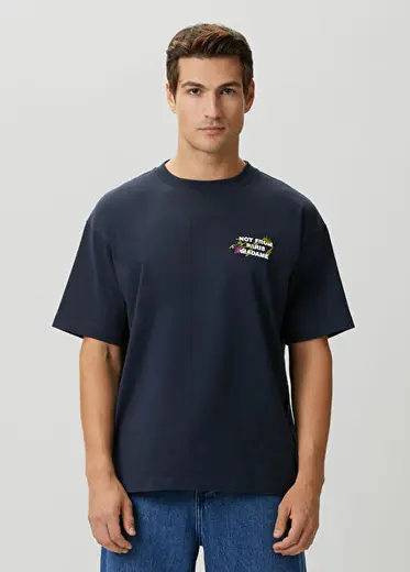 Lacivert Logo Baskılı T-shirt
