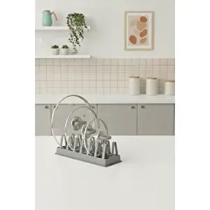 Mithra Life 6 Bölmeli Gri Tabak‑tencere Kapak Düzenleyici Organizer Mit1308 Standart