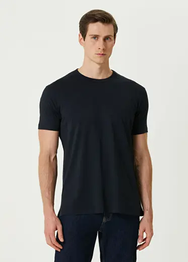 Bosphorus Premium Modal Qsimple Muscle Up Fit Koyu Lacivert Kısa Kollu Erkek T-shirt