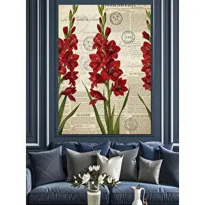 Tablomega Kırmızı Glayöl Çiçek Resmi Dekoratif Kanvas - Mdf Ahşap Tablo 50x70 cm