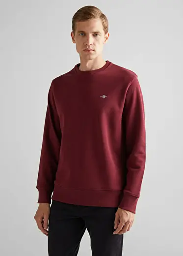 Bordo Bisiklet Yaka Regular Fit Erkek Sweatshirt