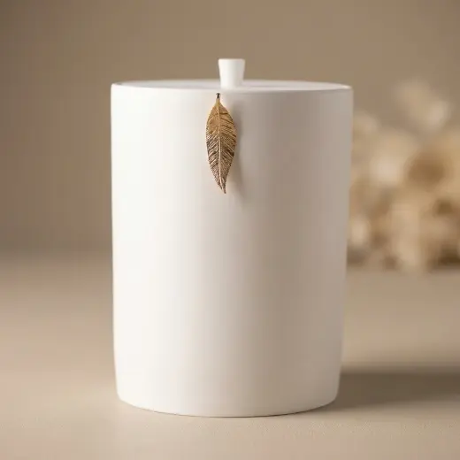 Leaf Çöp Kovası Beyaz Altın