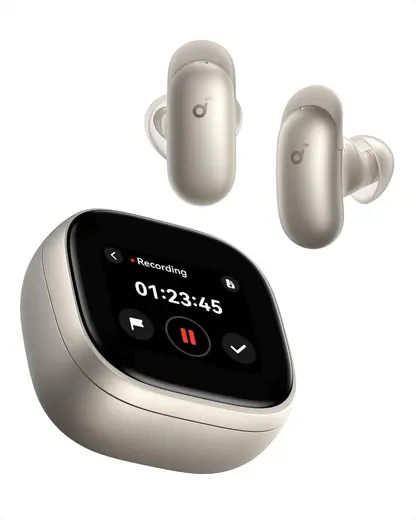 Anker Soundcore Liberty 5 Pro Max, Adaptif ANC, Not Alma Özelliği, Yapay Zeka Desteği, Akıllı Ekran, Gold - D1204