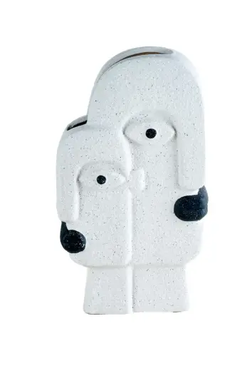 Face Art Seramik Dekoratif Vazo Bej