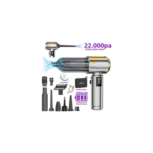 Uravas Store Ezere Nanovac 22000PA Güçlü Portatif Vakumlu Kablosuz Üflemeli Mini Araç SÜPÜRGESI-(5775)