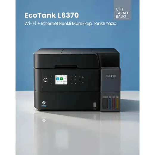 Epson EcoTank L6370 A4 Wi-Fi + Ethernet + Dubleks Renkli Çok Fonksiyonlu Tanklı Mürekkep Püskürtmeli Yazıcı