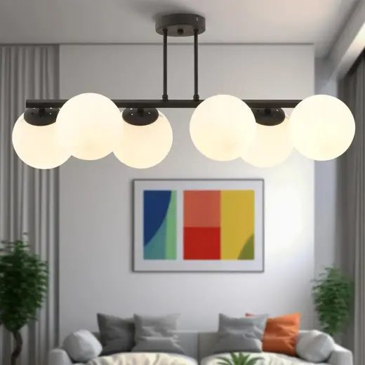 Apliqa Elvora 6'lı Beyaz Camlı Siyah Avize
