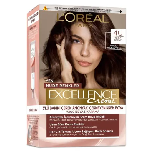 Loreal Paris Excellence Creme Nude Renkler Saç Boyası - 4U Nude Kahve