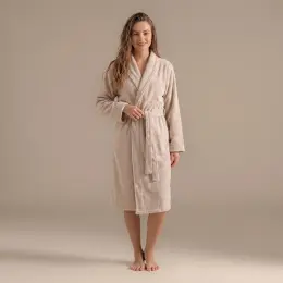 Solıd Bambu Unısex Bornoz Kum Taşı 3