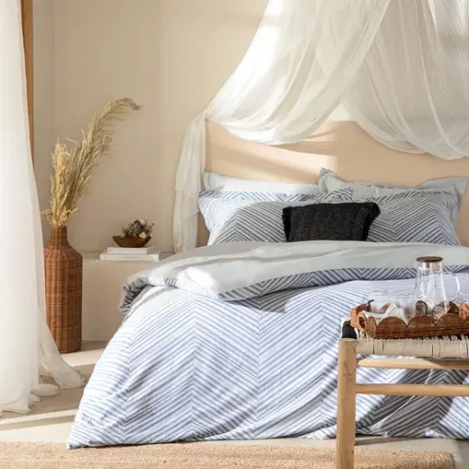 Lorenza %100 Pamuk King Size Nevresim Seti 230X220 Cm MARIN MAVI/SOFT MAVI