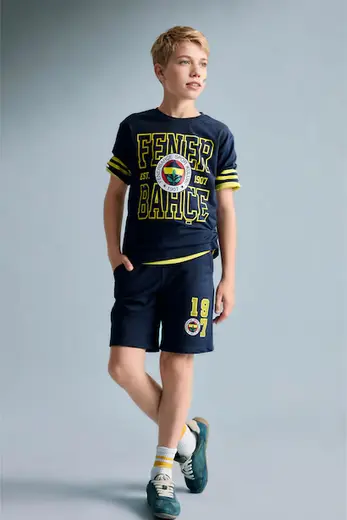 %100 Pamuk Fenerbahçe Oversıze Şort Erkek Çocuk