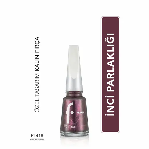 Flormar Pearly Yoğun Pigmentli ve Sedef Yansımalı Oje PL418 Chrome Purple