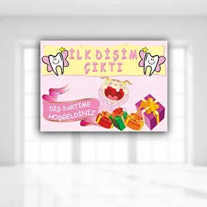 SüSLe Bebek ve Parti Dişim Çıktı Afiş, 70cm X 50cm - Pembe