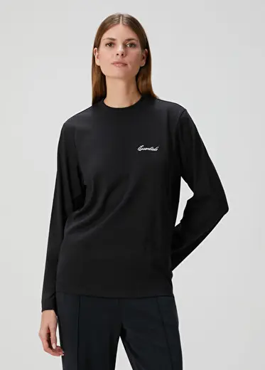 Classic Fit Siyah Uzun Kol T-shirt