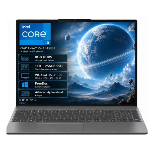 Lenovo IP3 83K100Q0TR-02 i5-13420H 8 GB DDR5 1 TB+256 GB SSD WUXGA 15.3" IPS FreeDos