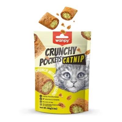 Wanpy Crunchy Pockets Catnipli ve Tavuklu Kedi Ödül Maması 60gr