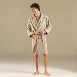 Solıd Bambu Unısex Bornoz Koyu Bej 7