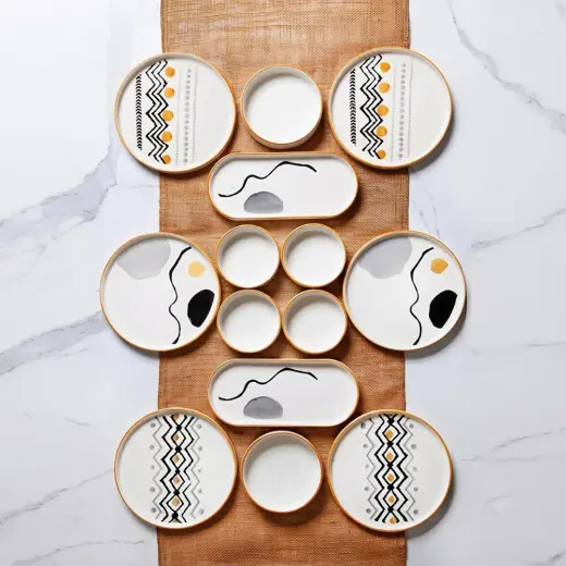 Vienev Axial 14 Parça Stackable Kahvaltı Takımı Sunum Tabağı