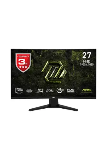MAG 274CF E20 27 1920x1080 FHD 200Hz 0.5ms Curve 1500R HDMI DP RJ45 HDR Ready AMD FreeSync Premium Rapid VA Gaming Monitör