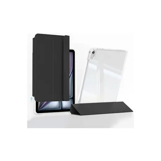 Five-E Apple iPad Air 5. Nesil 10.9 (2022) Manyetik Standlı Darbeye Dayanıklı Shockproof Kalemlikli Kızaklı Hybrid Kılıf A2588 A2589 A2591