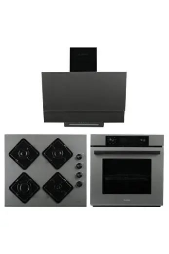 Gri Cam Dijital/dokunmatik 3'lü Ankastre Set (f17-gls640-mfa627)