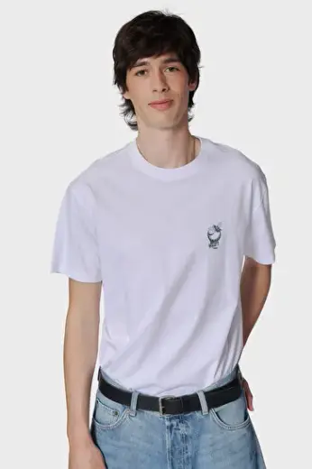 LOOSE KISA KOLLU TİŞÖRT Beyaz Unisex Tişört