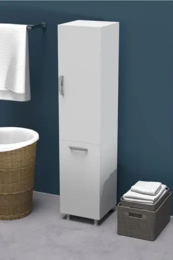 Kzy Mobilya Mundo Çamaşır Sepetli Banyo Dolabı Beyaz