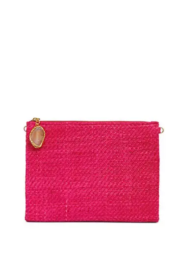Myra Pink El Dokuması Palmiye Yaprağı Kadın El Çantası