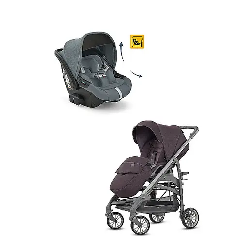 Inglesina Trilogy Tek El Katlanır Bebek Arabası + Darwin Recline Yatabilen Ana Kucağı - Union Grey