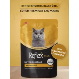Reflex Plus British Shorthair Kilo Kontrolü Destekleyici Sos İçinde Parça Yetişkin Kedi Konservesi 8 1