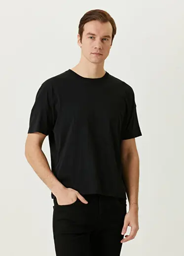 Siyah Bisiklet Yaka T-shirt