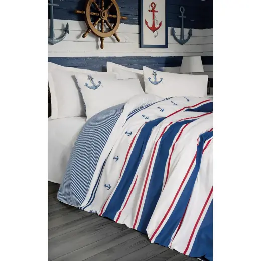 Cotton Box Maritime Çift Kişilik Nevresim Takımı Brine Ekru