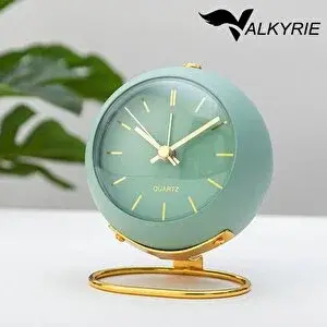 Valkyrie Akar Saniyeli Işıklı Metal Gold Dijital Masa Saati Alarmlı Yeşil