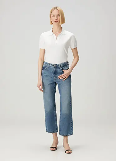 Hang Mavi Crop Jean Pantolon