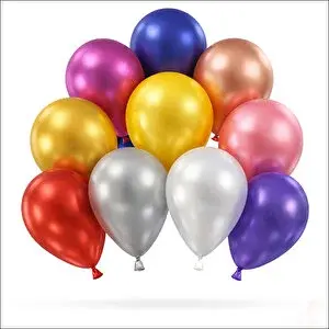 SüSLe Bebek ve Parti Metalik Parlak Balon, 30 Cm X 10 Adet - Çok Renkli