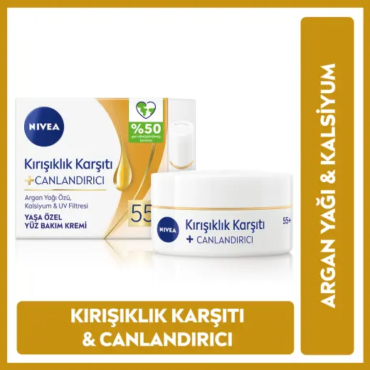 Nivea 55+ Yaş Kırışıklık Karşıtı + Canlandırıcı Yüz Bakım Kremi 50 ml