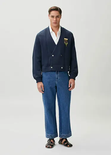 Mavi Nakışlı Jean Pantolon