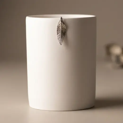 Leaf Çöp Kovası Beyaz Gümüş