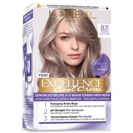Loreal Paris Excellence Cool Creme Saç Boyası 8.11 Ekstra Küllü Sarı 1
