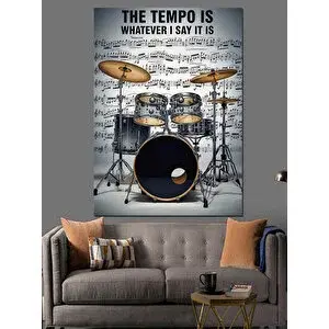 Tablomega Bateri Ve Müzik Notaları Dekoratif Kanvas - Mdf Ahşap Tablo 70x100 cm