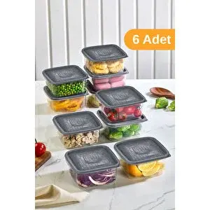 Esti 6 Adet - 936ml Büyük Kapaklı Gıda Saklama Kabı | Buzdolabı Düzenleyici Kahvaltılık - 12x12x6,5 Cm