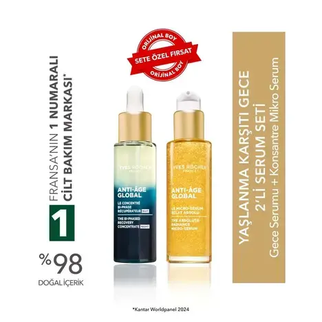 Yaşlanma Karşıtı Gece 2'li Serum Seti - Gece Serumu 30 ml & Konsantre Micro Serum 30 ml