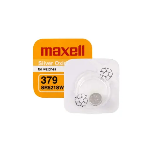 Maxell 379 SR-521SW Para Pil - Silver Oksit Tipi, Yüksek Kapasite, Uyumlu Saatler İçin