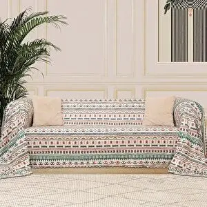 Latuda Home Softmicro Etnik Desenli Boho 180x220 Cm Koltuk Örtüsü Şalı, Kanepe Örtüsü, Tv Battaniyesi Turkuaz Turkuaz